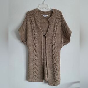 AUGUST SILK | short-sleeve cardigan beige Single Button Sz M